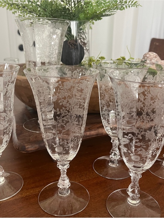 Cambridge Other - Vintage 1940s Rose Point CambridgeFooted Glasses set of 6